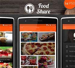 UI设计－美食类程序界面：Food Share - Food App Template UI